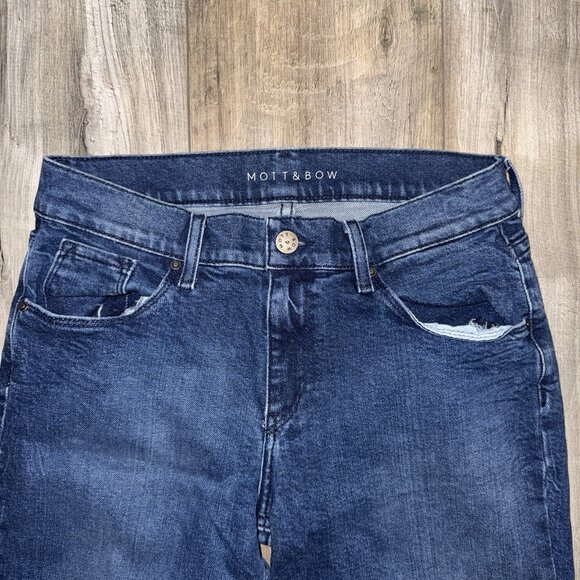 Mott & Bow Womens 28x30 Boyfriend Dark Wash Mid Rise Stretch Jeans - Picture 4 of 5